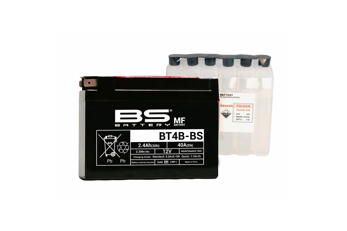 Batterie BS BATTERY sans entretien avec pack acide - BT4B-BS