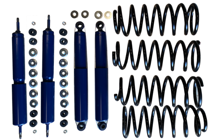 Kit Suspension Dark Blue - Rehausse env. 7 cm - Nissan Patrol Y60 court - Charge +60kg/+150kg