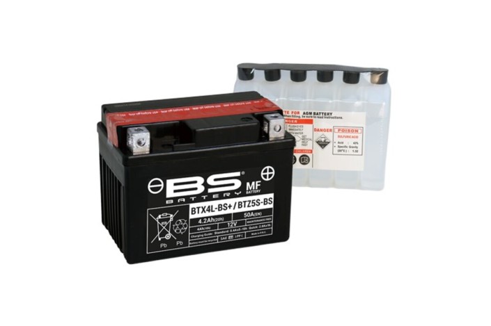 Batterie BS BATTERY sans entretien avec pack acide - BTX4L+ / BTZ5S 