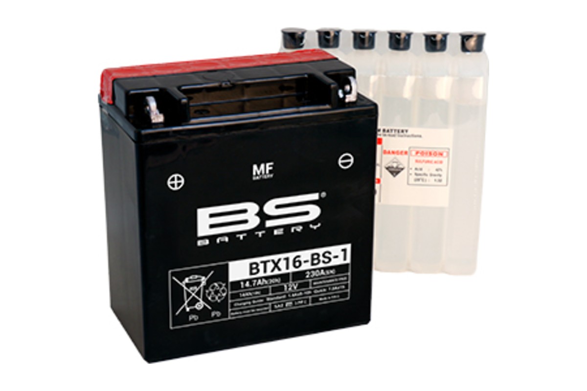 Batterie BS BATTERY sans entretien livrée avec pack acide - BTX16-BS-1