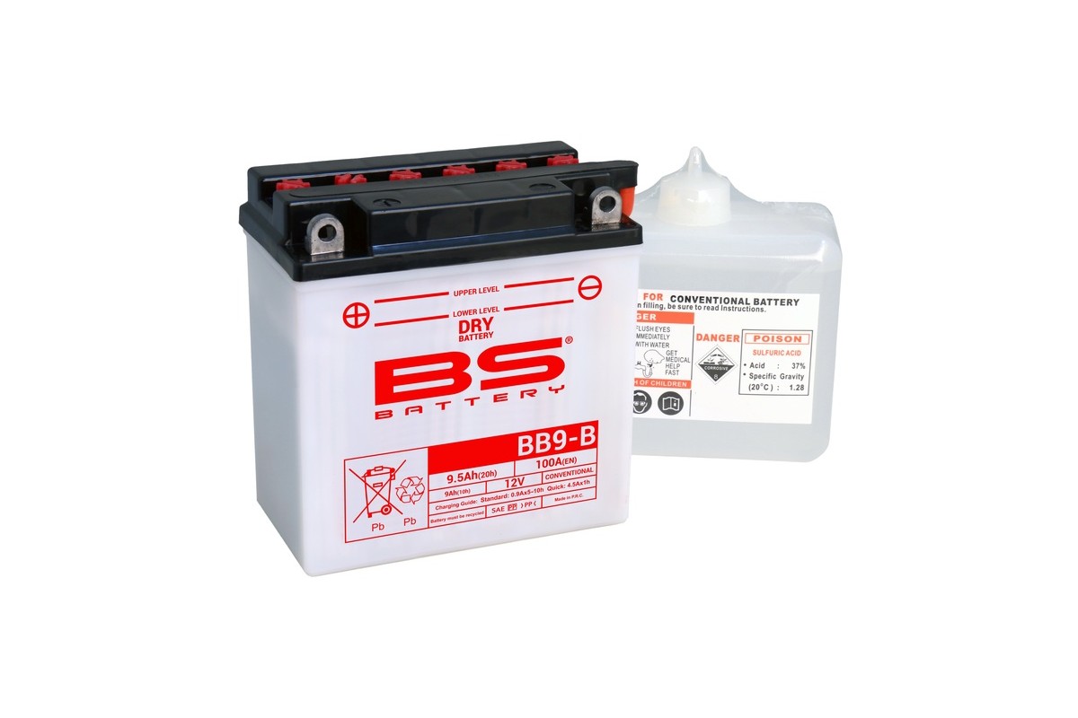 Batterie BS BATTERY Haute-performance avec pack acide - BB9-B