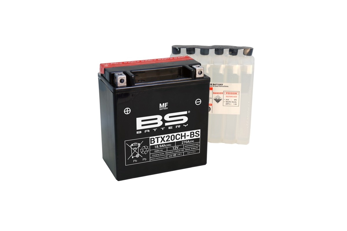 Batterie BS BATTERY sans entretien avec pack acide - BTX20CH-BS