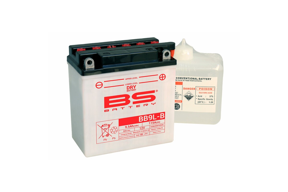 Batterie BS BATTERY Haute-performance avec pack acide - BB9L-B