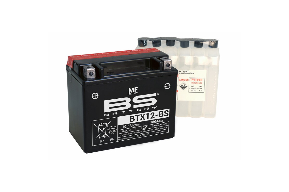 Batterie BS BATTERY sans entretien avec pack acide - BTX12-BS