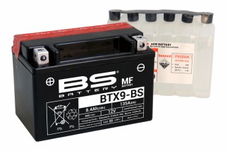 Batterie BS BATTERY sans entretien avec pack acide - BTX9-BS