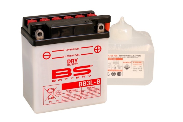 Batterie BS BATTERY Haute-performance avec pack acide - BB3L-B