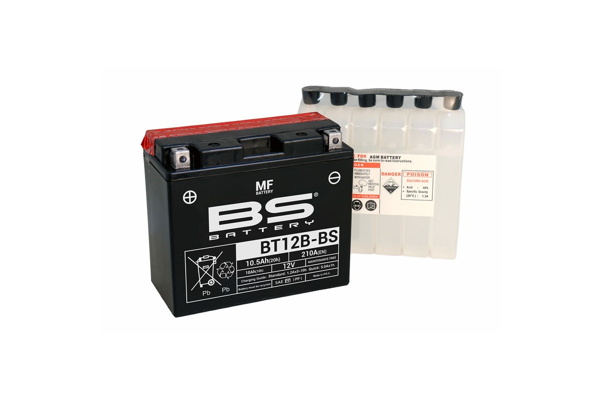 Batterie BS BATTERY sans entretien avec pack acide - BT12B-BS