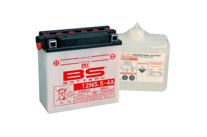 Batterie BS BATTERY conventionnelle avec pack acide - 12N5.5-4A