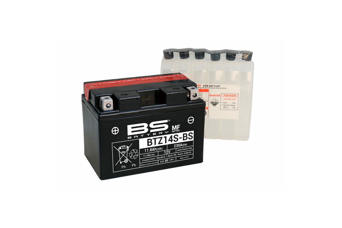 Batterie BS BATTERY sans entretien avec pack acide - BTZ14S-BS