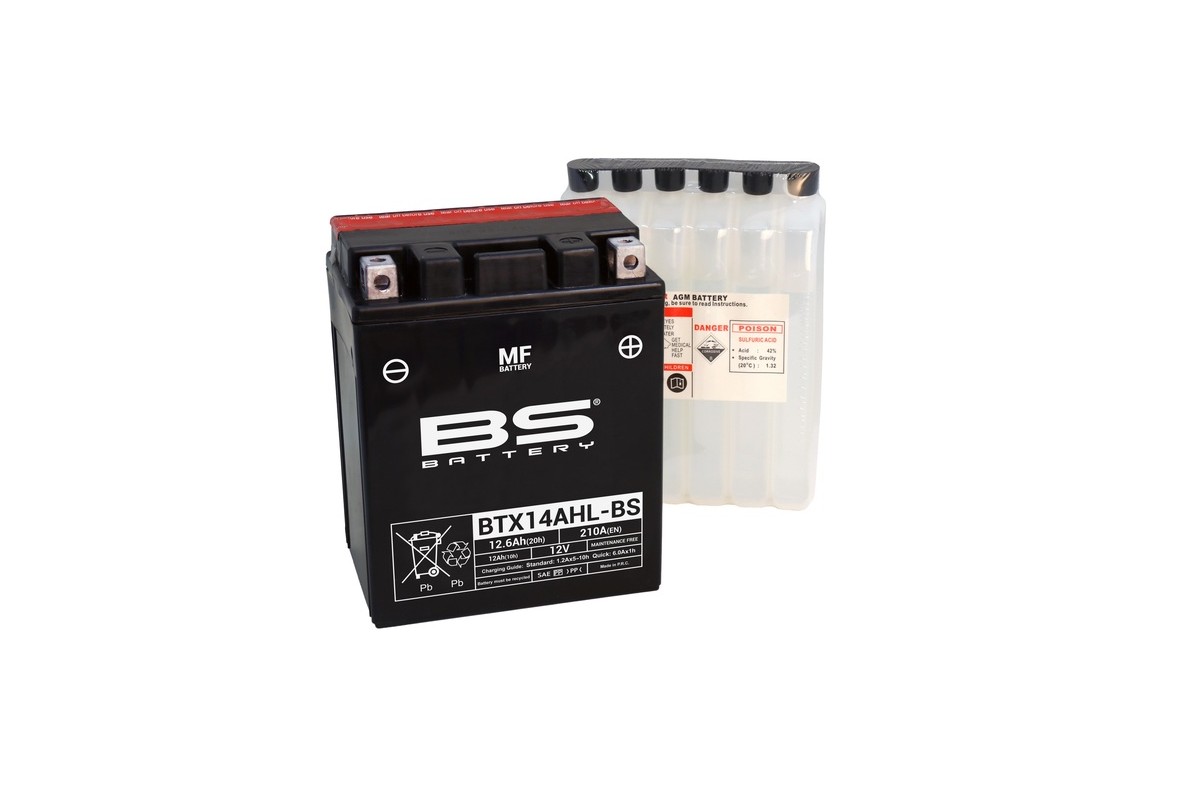 Batterie BS BATTERY sans entretien avec pack acide - BTX14AHL-BS