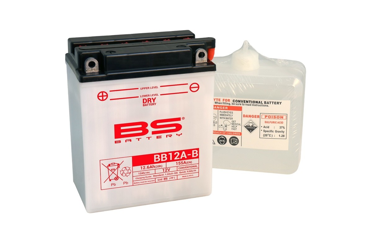 Batterie BS BATTERY Haute-performance avec pack acide - BB12A-B