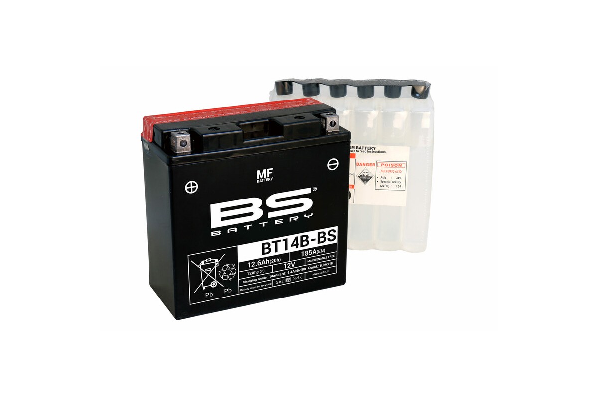 Batterie BS BATTERY sans entretien avec pack acide - BT14B-BS