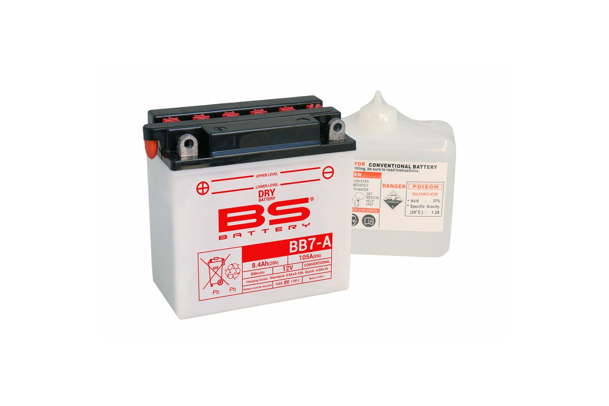 Batterie BS BATTERY Haute-performance avec pack acide - BB7-A