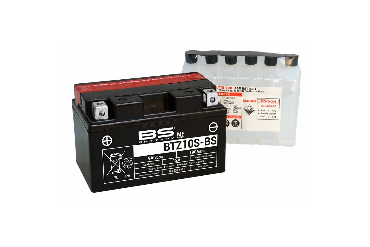 Batterie BS BATTERY sans entretien avec pack acide - BTZ10S-BS