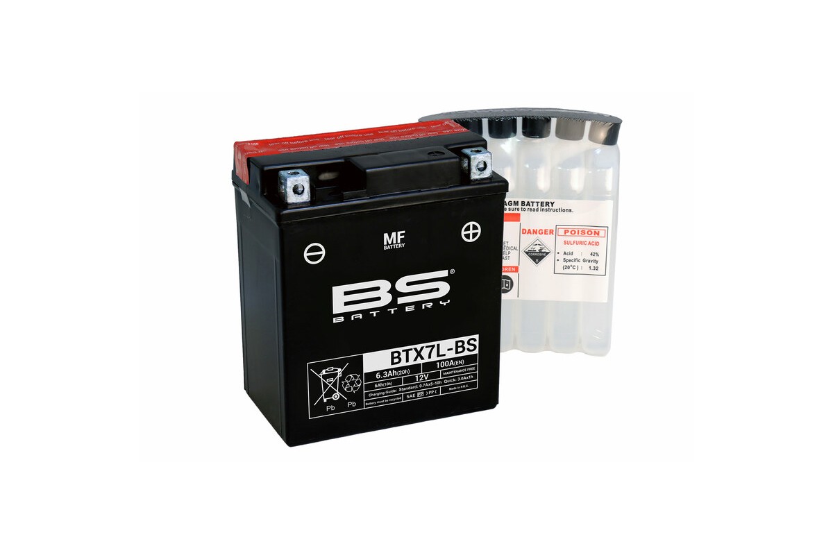 Batterie BS BATTERY sans entretien avec pack acide - BTX7L-BS