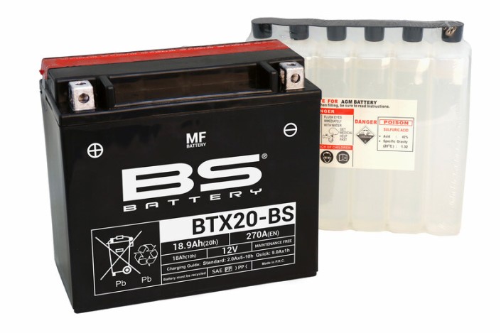 Batterie BS BATTERY sans entretien avec pack acide - BTX20-BS