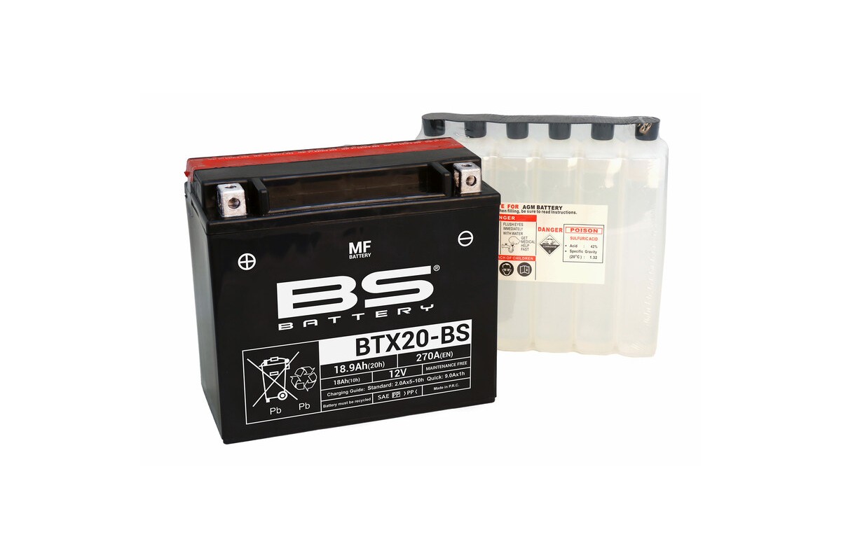 Batterie BS BATTERY sans entretien avec pack acide - BTX20-BS