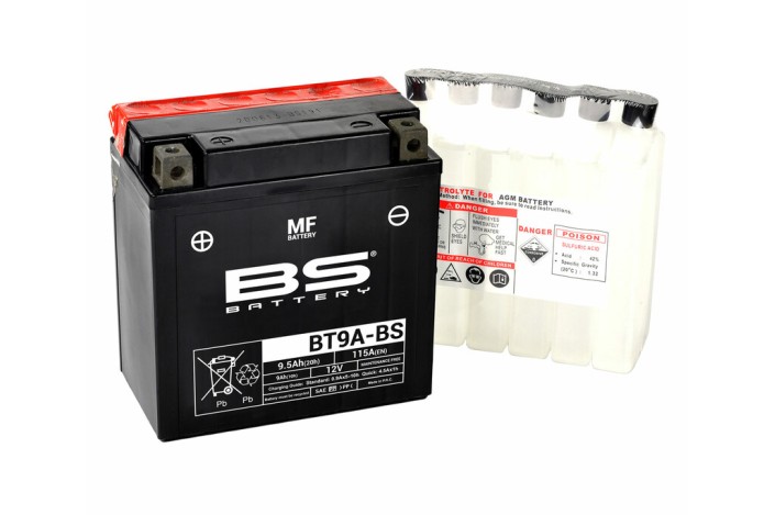 Batterie BS BATTERY sans entretien avec pack acide - BT9A-BS