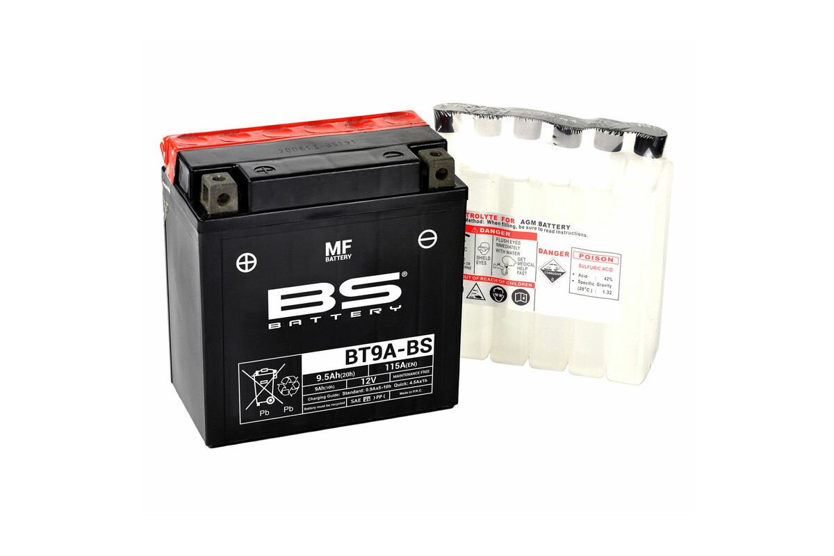 Batterie BS BATTERY sans entretien avec pack acide - BT9A-BS