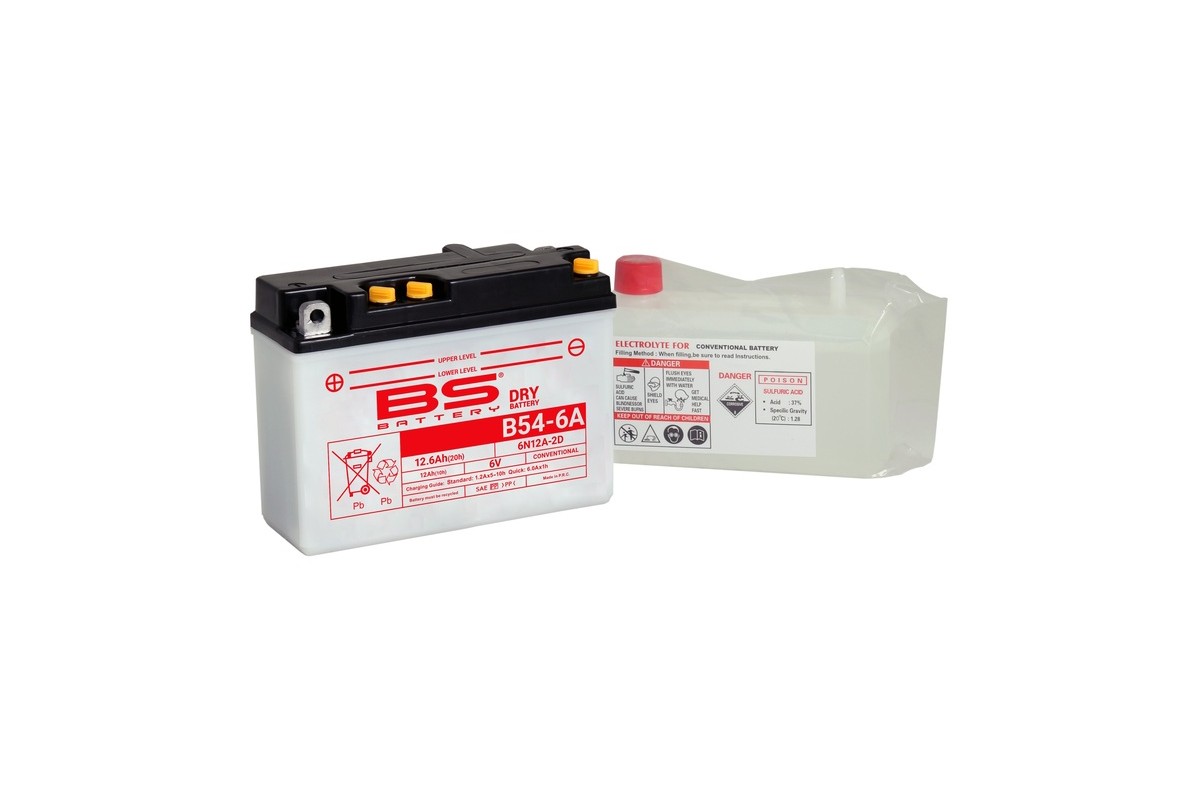 Batterie BS BATTERY conventionnelle avec pack acide - 6N12A-2D (B54-6A)