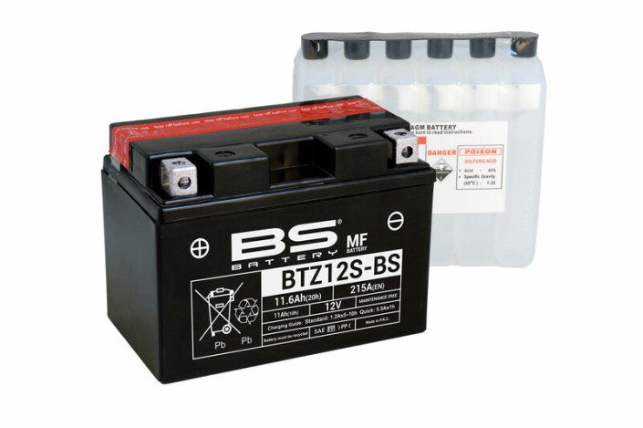 Batterie BS BATTERY sans entretien avec pack acide - BTZ12S-BS