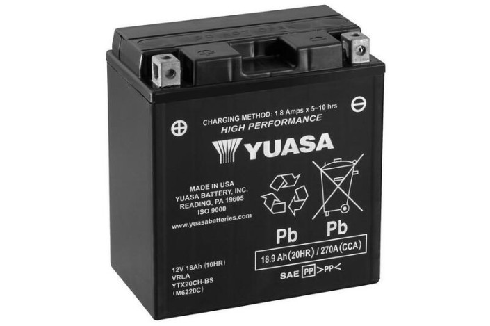 Batterie YUASA sans entretien avec pack acide - YTX20CH-BS