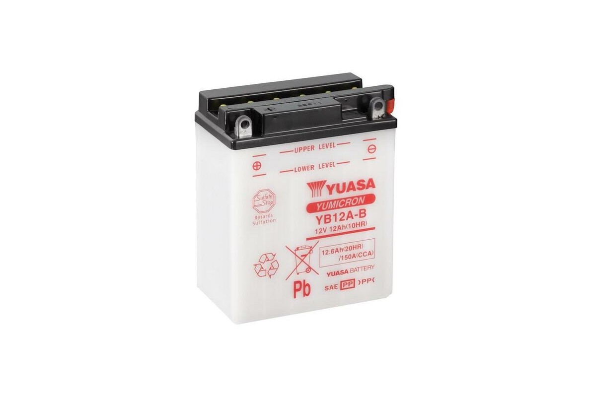 Batterie YUASA conventionnelle sans pack acide - YB12A-B Batterie YUASA conventionnelle sans pack acide - YB12A-B