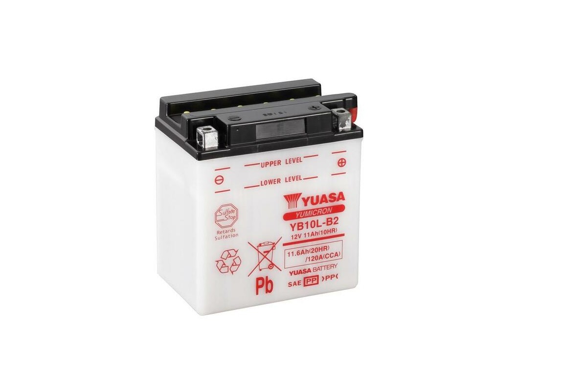 Batterie YUASA conventionnelle sans pack acide - YB10L-B2 Batterie YUASA conventionnelle sans pack acide - YB10L-B2