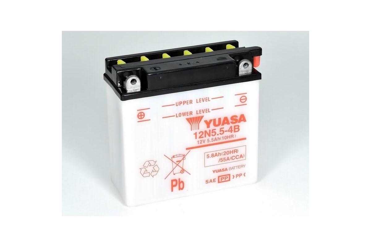 Batterie YUASA conventionnelle sans pack acide - 12N5.5-4B Batterie YUASA conventionnelle sans pack acide - 12N5.5-4B