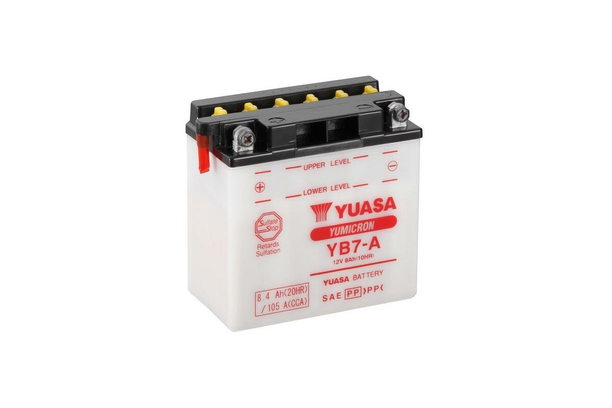 Batterie YUASA conventionnelle sans pack acide - YB7-A Batterie YUASA conventionnelle sans pack acide - YB7-A