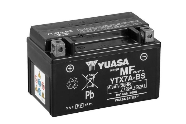 Batterie YUASA sans entretien avec pack acide - YTX7A-BS