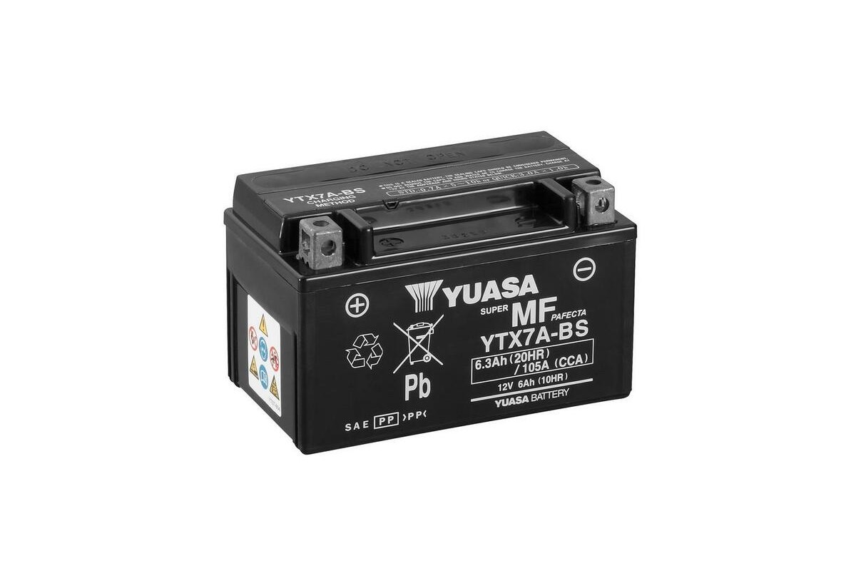 Batterie YUASA sans entretien avec pack acide - YTX7A-BS
