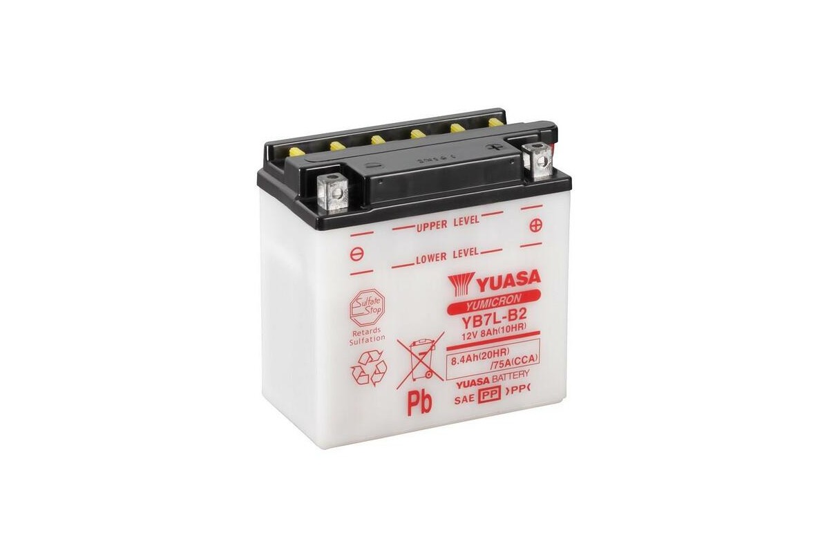 Batterie YUASA conventionnelle sans pack acide - YB7L-B2 Batterie YUASA conventionnelle sans pack acide - YB7L-B2