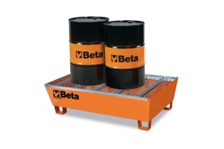 Bac de rétention en acier BETA pour la manutention et le stockage de 2 fûts de 200 litres