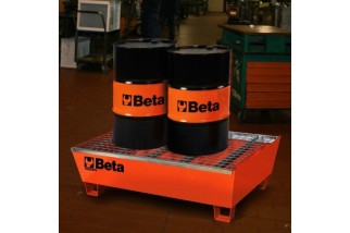 Bac de rétention en acier BETA pour la manutention et le stockage de 2 fûts de 200 litres