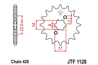 Kit chaîne JT/JT 420HDR 11/53 - Couronne arrière standard Type 1132