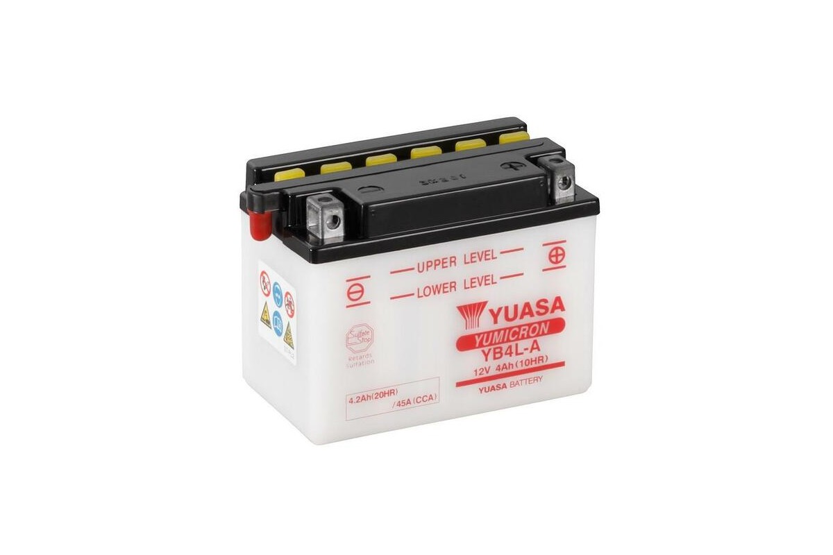 Batterie YUASA conventionnelle sans pack acide - YB4L-A Batterie YUASA conventionnelle sans pack acide - YB4L-A