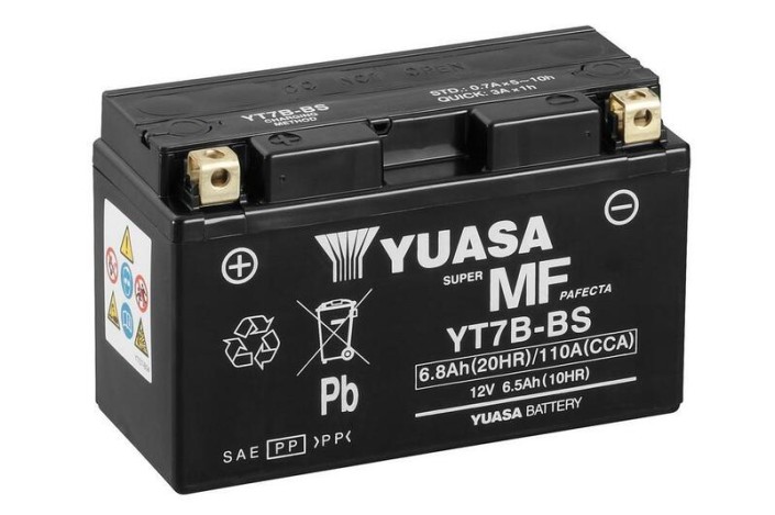 Batterie YUASA sans entretien avec pack acide - YT7B-BS