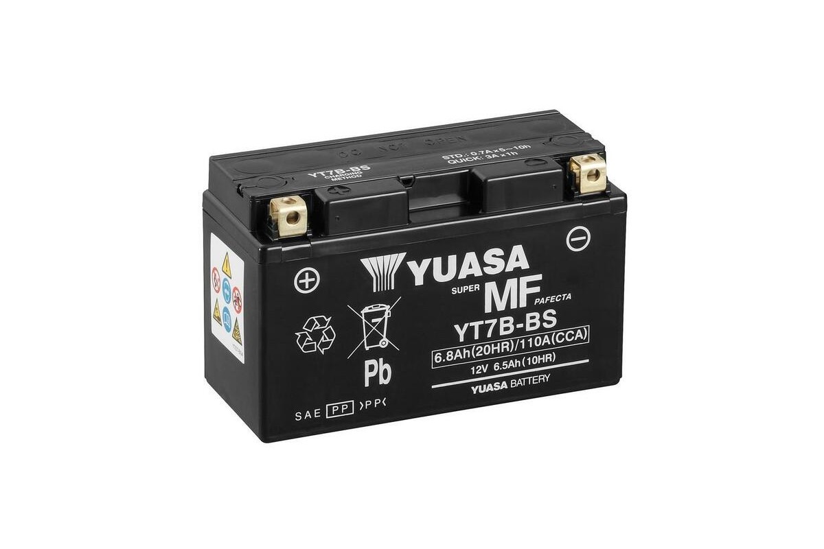 Batterie YUASA sans entretien avec pack acide - YT7B-BS