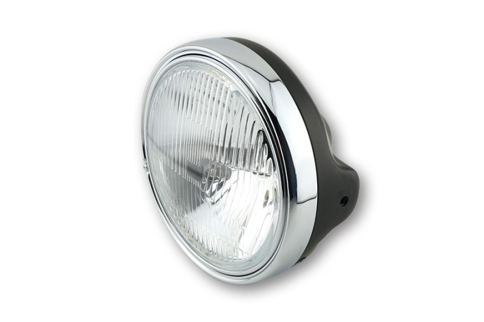 HIGHSIDER smart LTD headlight, 7-inch, H4 insert with embossed glass, glossy black