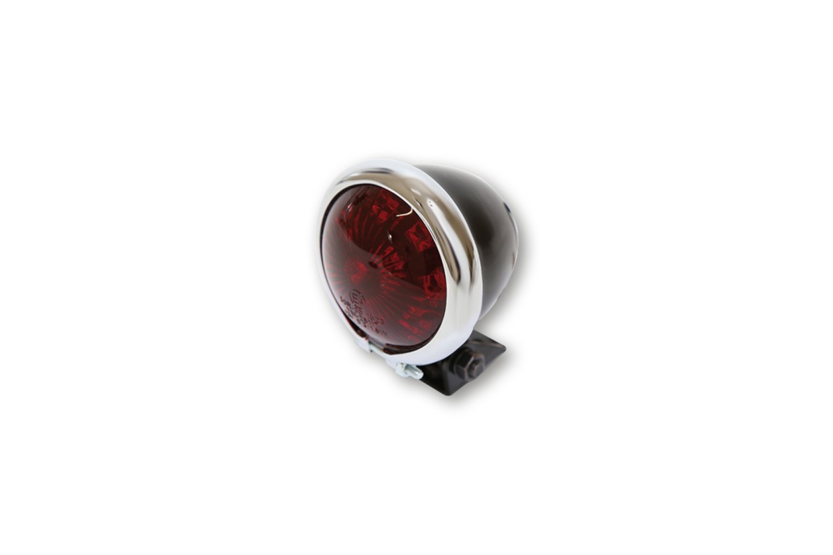 HIGHSIDER smart LED taillight BATES STYLE, black housing with chrome frame, red glass