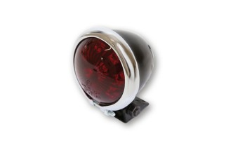 HIGHSIDER smart LED taillight BATES STYLE, black housing with chrome frame, red glass