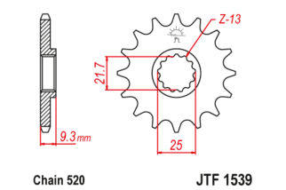 Kit chaîne DID/JT 520VX3 14/43 standard - couronne standard