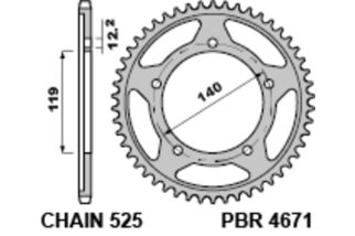 Kit chaîne DID/PBR 520ZVM-X 17/44 super-renforcée - couronne standard
