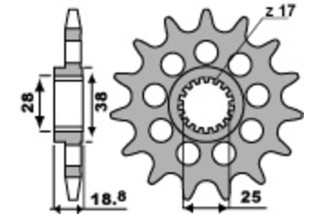 Kit chaîne DID/PBR 520ZVM-X 17/44 super-renforcée - couronne standard