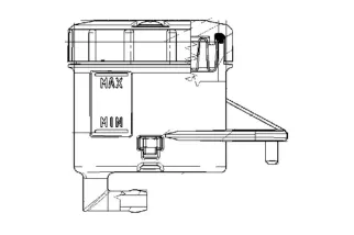 Reservoir for master cylinder Brembo 90º exit flat big hole fixing smoked