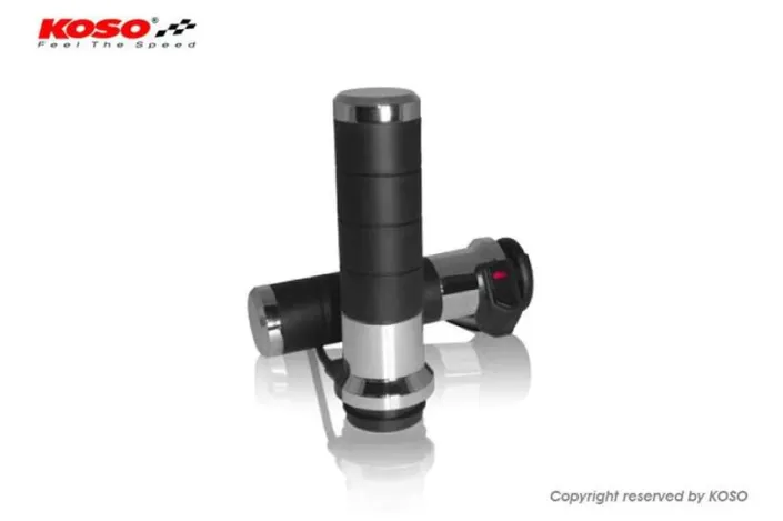 Poignées chauffantes KOSO Titan-X avec interrupteur intégré - chrome