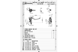 Maître-cylindre de frein BREMBO UPGRADE Pr15 RCS Corsacorta levier long repliable