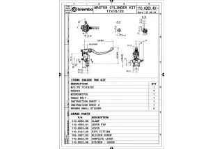 Maître-cylindre de frein BREMBO UPGRADE Pr17 RCS levier long repliable