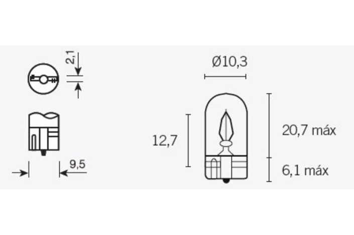 Ampoule TECNIUM T10 12V 3W - x10